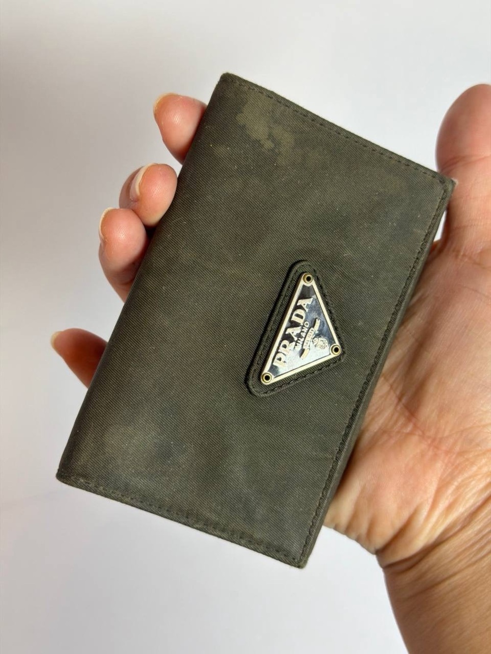 Prada Dark Green Nylon Flap Cardholder - Picture 2 of 15
